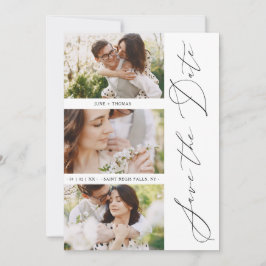 Chic Romantic 3 Photos Wedding Trendy Engagement Save The Date