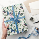 Chic Romantic Blue Butterflies Vrijgezellenfeest Cadeaupapier<br><div class="desc">Chic Romantische Blauwe Vlinders Vrijgezellenfeest Verjaardag</div>