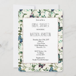 Chic Romantic Blue Butterflies Vrijgezellenfeest Kaart