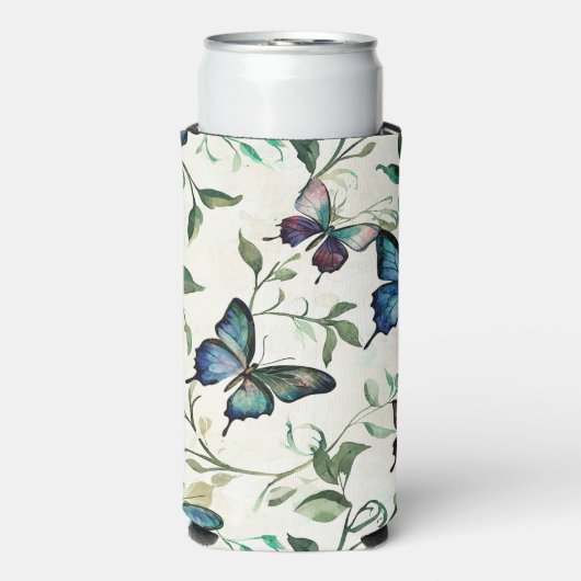 Chic Romantic Blue Butterflies Vrijgezellenfeest Seltzer Blikjeskoeler (Seltzer Voorkant)
