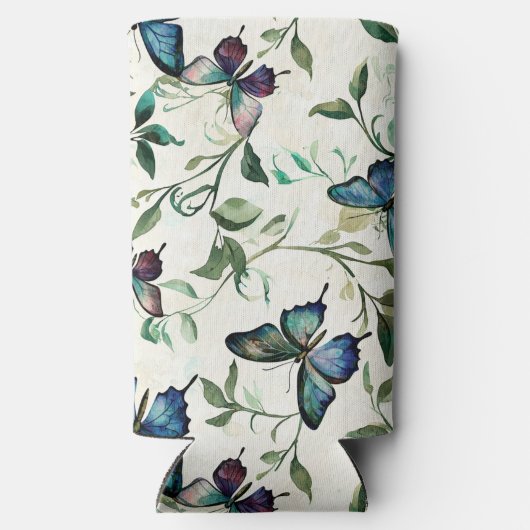 Chic Romantic Blue Butterflies Vrijgezellenfeest Seltzer Blikjeskoeler (Achterkant)