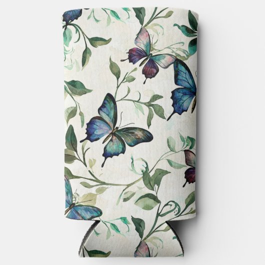 Chic Romantic Blue Butterflies Vrijgezellenfeest Seltzer Blikjeskoeler (Voorkant)