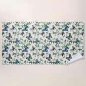 Chic Romantic Blue Butterflies Vrijgezellenfeest Strandlaken (Voorkant)