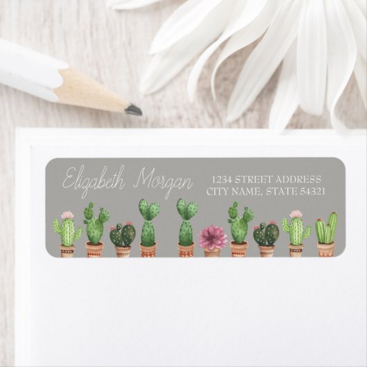 Chic Romantic Cactus Address Label (Insitu)