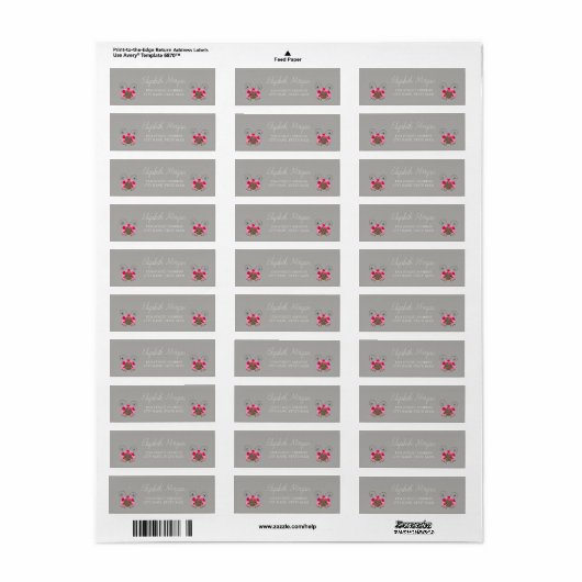 Chic Romantic Cartoon Ladybug-adreslabel Etiket (Full Sheet)