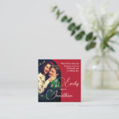 Chic Romantic Deep Red Split Photo QR Wedding Informatiekaartje (Staand voorkant)