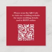 Chic Romantic Deep Red Split Photo QR Wedding Informatiekaartje (Achterkant)