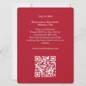 Chic Romantic Deep Red Split Photo QR Wedding Kaart (Achterkant)