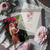 Chic Romantic Floral Botanical Posy in Pink Vellum Uitnodigingen