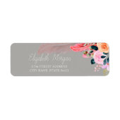 Chic Romantic Flowers Feather Etiket (Voorkant)