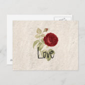 chic Romantic Girly Red Rose Briefkaart (Voorkant / Achterkant)