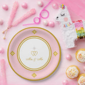 Chic Romantic Golden Roos Gold & White Wedding Papieren Bordje (Feest)