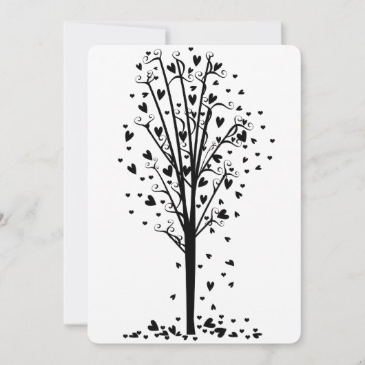 Chic Romantic Hearts Tree Wedding Kaart (Achterkant)