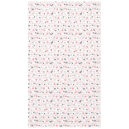 Chic Romantic Love Text Lettering Hearts Valentine Tafelkleed (Voorkant)