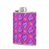 Chic Romantic Magenta Hearts and Flowers Hip Flask Heupfles (Links)