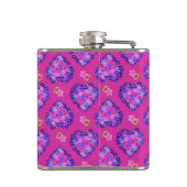 Chic Romantic Magenta Hearts and Flowers Hip Flask Heupfles (Achterkant)