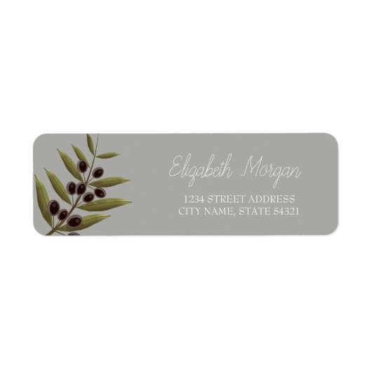Chic Romantic Olive Branch Address Label (Voorkant)