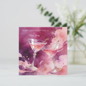 Chic Romantic Pink Martini Galentines Day Kaart (Staand voorkant)