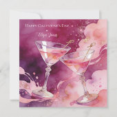 Chic Romantic Pink Martini Galentines Day Kaart (Voorkant)