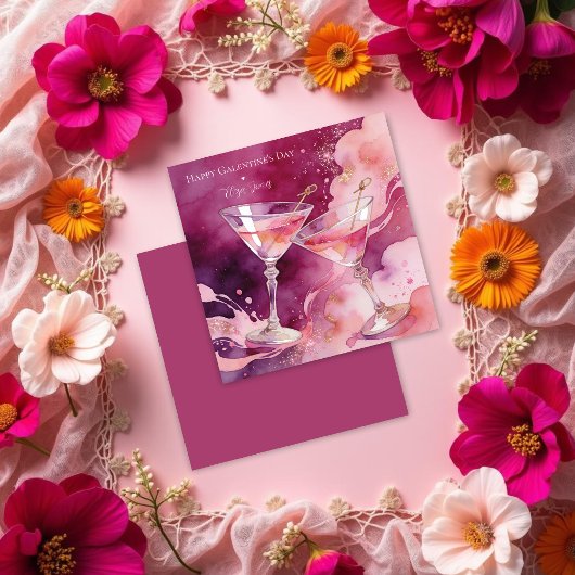 Chic Romantic Pink Martini Galentines Day Kaart