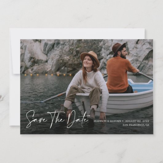 Chic Romantic Script Elegant Photo Save The Date (Voorkant)