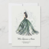Chic Romantic Spanish Quinceañera Green Shades Kaart (Voorkant)
