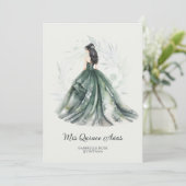 Chic Romantic Spanish Quinceañera Green Shades Kaart (Staand voorkant)