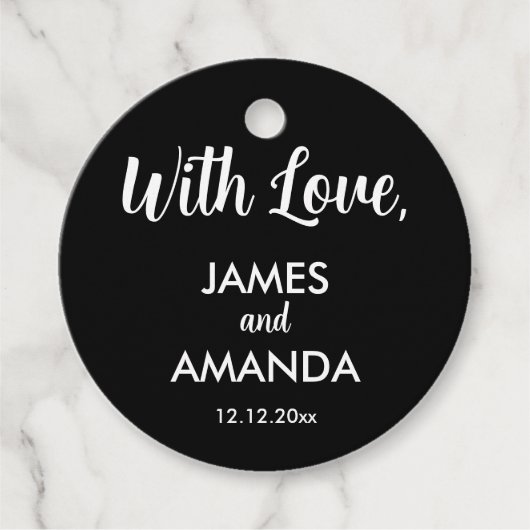 Chic Romantic Wedding "with Love" Bedankjes Labels (Voorkant)