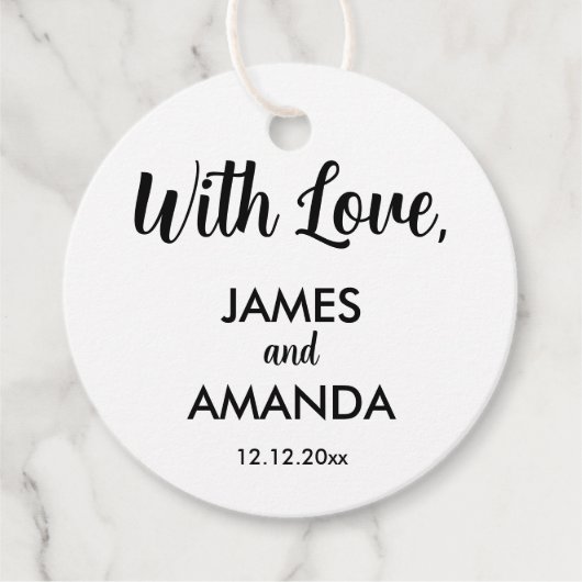 Chic Romantic Wedding "with Love" Bedankjes Labels (Voorkant)
