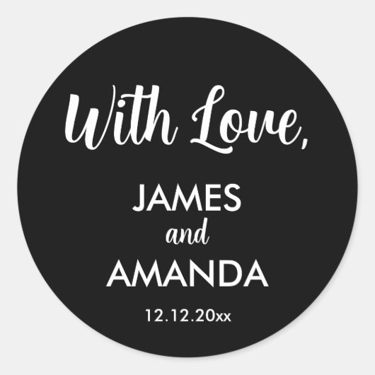 Chic Romantic Wedding "with Love" Favor Label (Voorkant)