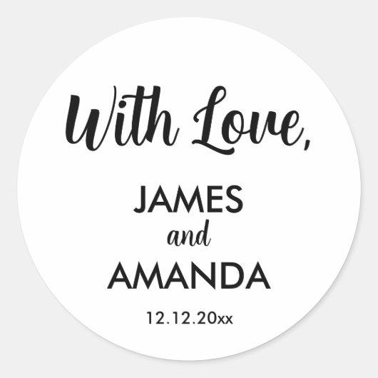 Chic Romantic Wedding "with Love" Favor Label (Voorkant)