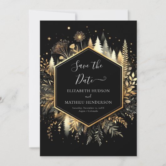 Chic Romantisch betoverd bos bruiloft Save The Date (Voorkant)