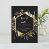Chic Romantisch betoverd bos bruiloft Save The Date (Staand voorkant)