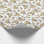 Chic Romantisch Blauw en Geel Bloemen Verjaardag Cadeaupapier (Hoek)