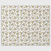 Chic Romantisch Blauw en Geel Bloemen Verjaardag Cadeaupapier (Vlak)