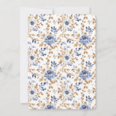 Chic Romantisch Blauw Wit Bloemen Huwelijk Kaart (Achterkant)