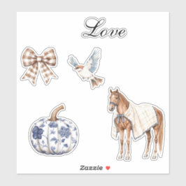 Chic Romantisch Blauw Wit Bloemen Huwelijk Sticker