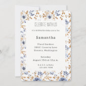 Chic Romantisch Blauw Wit Bloemen Verjaardag Kaart (Voorkant)