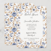 Chic Romantisch Blauw Wit Bloemen Vrijgezellenfees Kaart (Voorkant / Achterkant)
