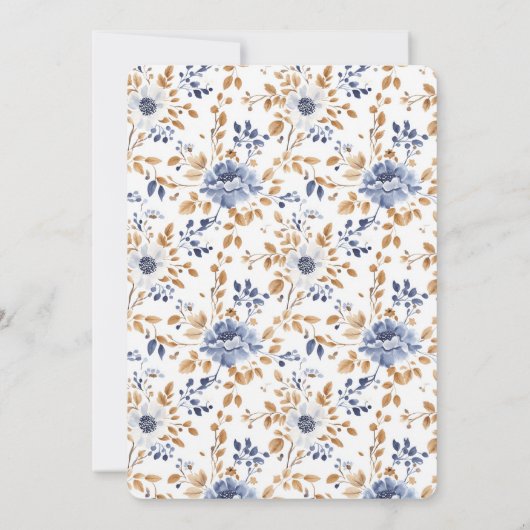 Chic Romantisch Blauw Wit Bloemen Vrijgezellenfees Kaart (Achterkant)