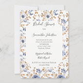 Chic Romantisch Blauw Wit Bloemen Vrijgezellenfees Kaart (Voorkant)