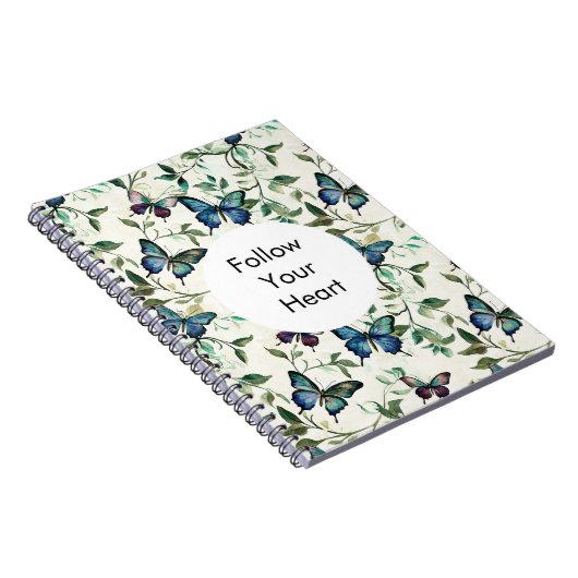 Chic Romantisch Blauwe Vlinders Notitieboek (Rechterzijde)