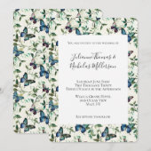 Chic Romantisch Blauwe Vlinders Trouwen Kaart (Voorkant / Achterkant)