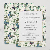 Chic Romantisch Blauwe Vlinders Verjaardag Kaart (Voorkant / Achterkant)