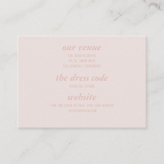  Chic Romantisch Oud Geld Trouwdetails Informatiekaartje (Voorkant)