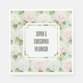 Chic Romantisch Roze Blauw Wit Bloemen Huwelijk Servet (Voorkant)