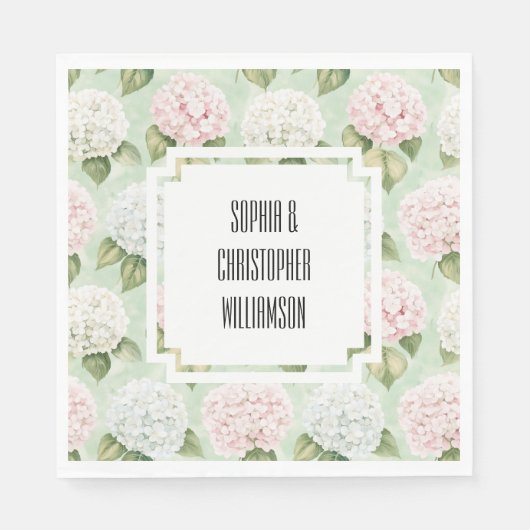 Chic Romantisch Roze Blauw Wit Bloemen Huwelijk Servet (Voorkant)