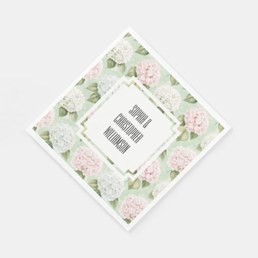 Chic Romantisch Roze Blauw Wit Bloemen Huwelijk Servet (Hoek)