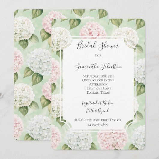 Chic Romantisch Roze Blauw Wit Bloemen Vrijgezelle Kaart (Voorkant / Achterkant)