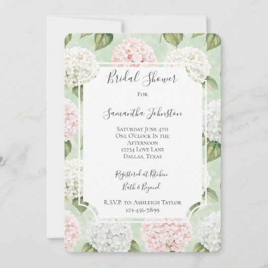 Chic Romantisch Roze Blauw Wit Bloemen Vrijgezelle Kaart (Voorkant)